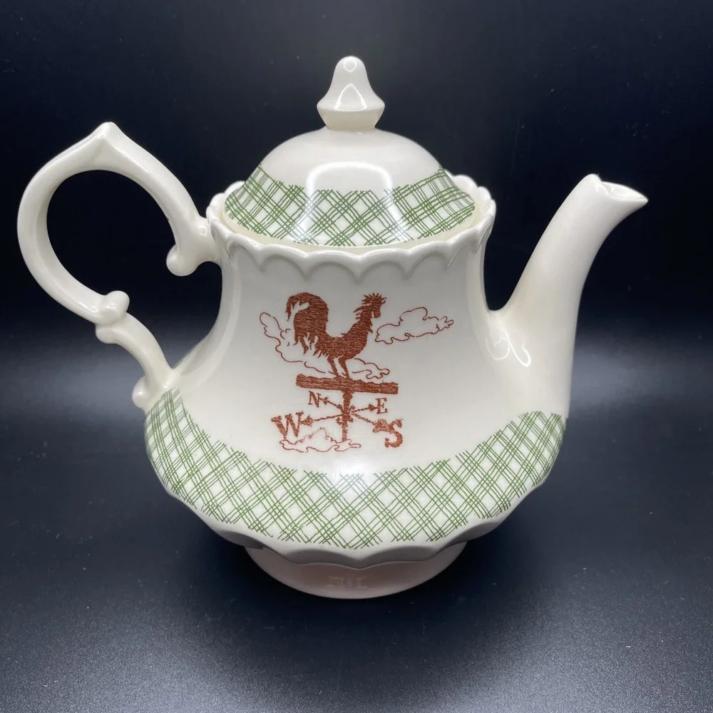 Vintage '50s Vernon‎ Kiln Teapot Rooster Weathervane Metlox Poppytrail Farmhouse